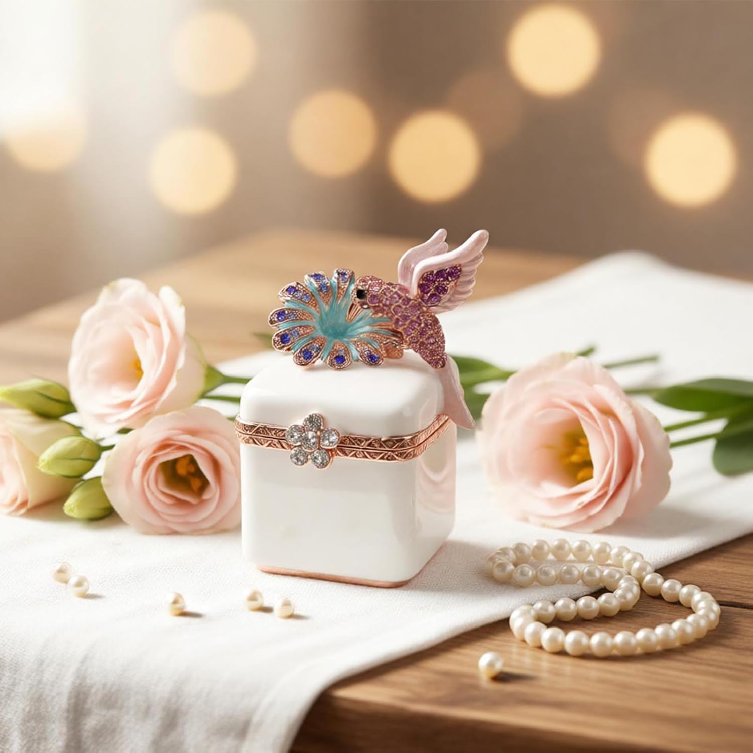 Hand Painted Hummingbird Trinket Box, image 4