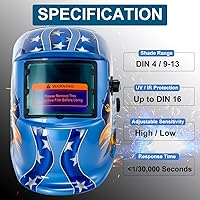 Vista 2 de Casco de soldadura con oscurecimiento automático solar, máscara de molienda de arco Tig Mig con función de prueba y función de alarma de batería