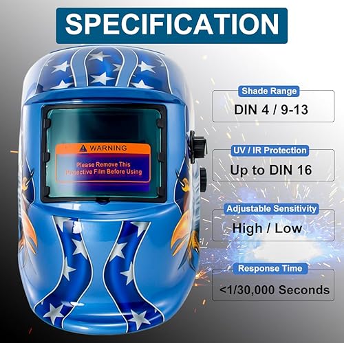 Miniatura 2 de Casco de soldadura con oscurecimiento automático solar, máscara de molienda de arco Tig Mig con función de prueba y función de alarma de batería