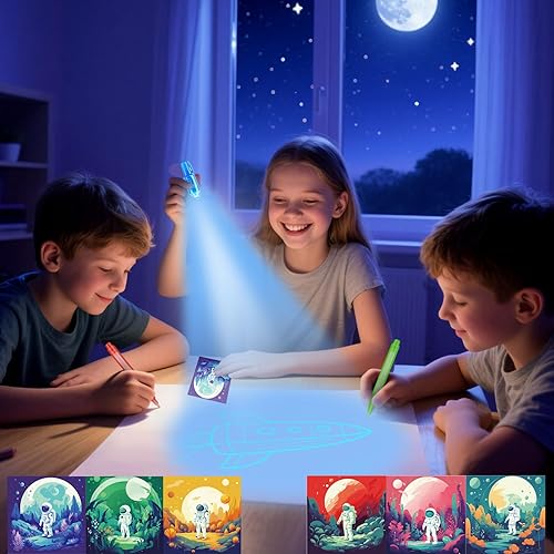Miniatura 10 de Bolígrafos de tinta invisible con luz UV para niños, bolígrafo espía para niños de 8 a 12 años, paquete de 18 bolígrafos de tinta y cuaderno,
