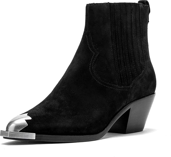 black booties with silver toe