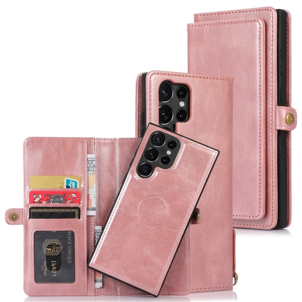 Coque Galaxy S10E or rose avec multi-portefeuille magnétique - 7