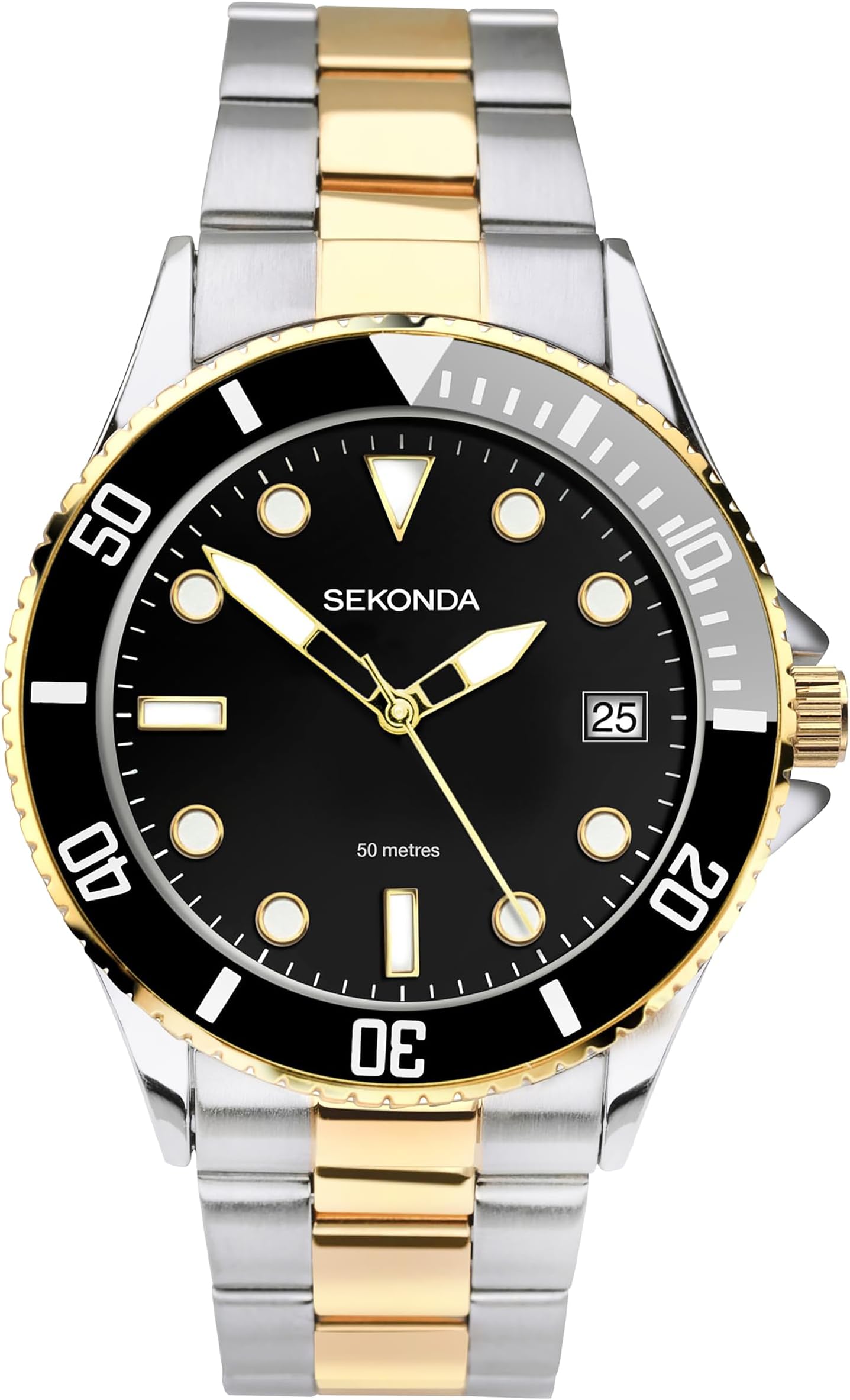 Wave Mens Watch – 39mm Sports Watch for Men, Rotating Bezel, Stainless Steel Bracelet and Date Window – 50m Water Resistant – 2 Year Warranty