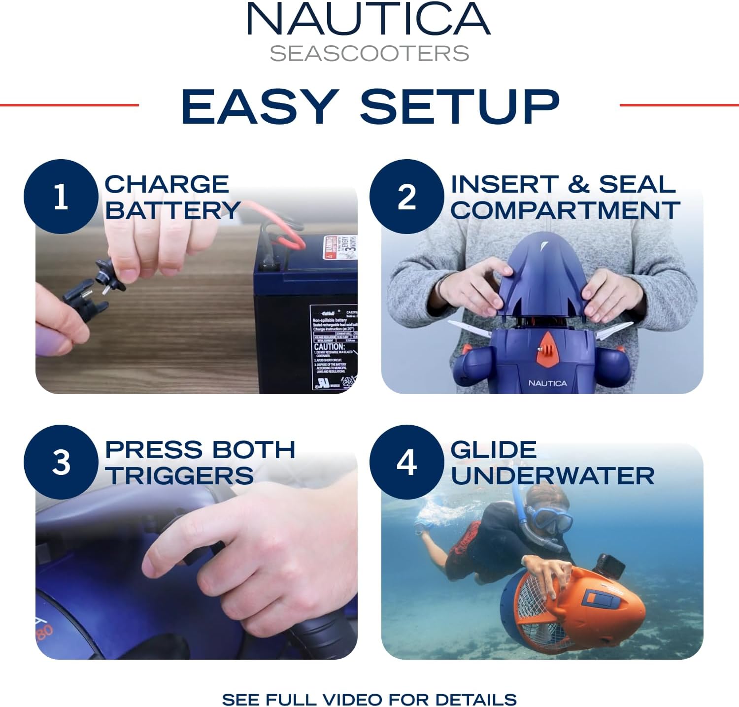 Nautica Navigator and Skipper Underwater Seascooters, Designed for Younger Recreational Divers and Snorkelers