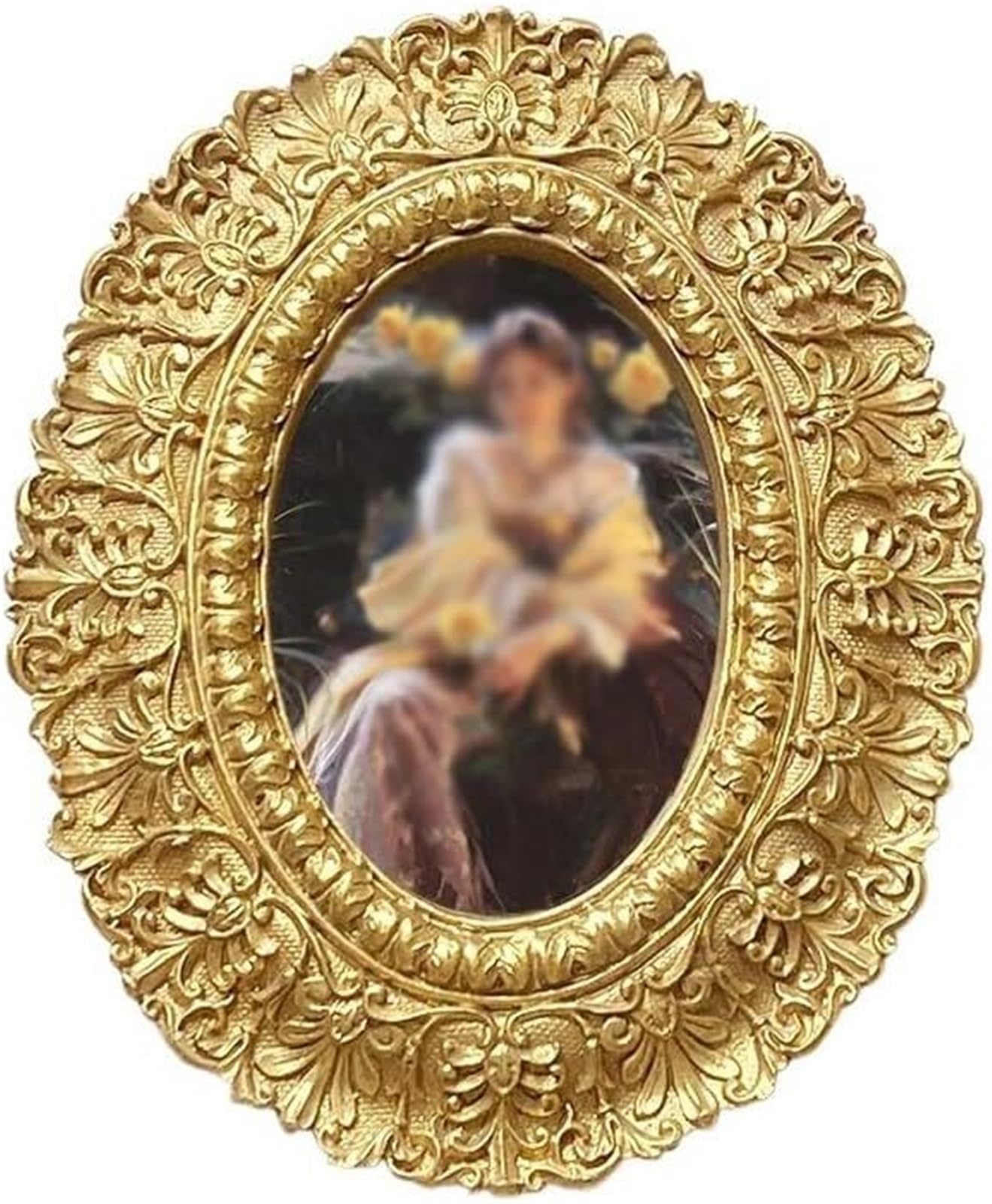 Ovale, geschnitzte Vintage-Bilderrahmen-Ornamente aus Kunstharz, an der Wand aufgehängt (2)
