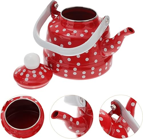 Miniatura 4 de Tetera Hervidor de té, tetera de agua, no hirviendo, esmaltado, a lunares, esmaltado, tetera decorativa de acero para café sobre taza de café