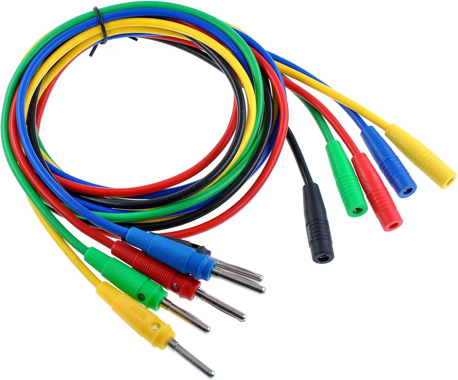 Oiyagai 5 Colors 1M Banana Plug Extension Test Leads, Female to Male Connectors, 15A 1000V, Multimeter Test Probe Cable for Lab, DIY Electronics, Power Supply