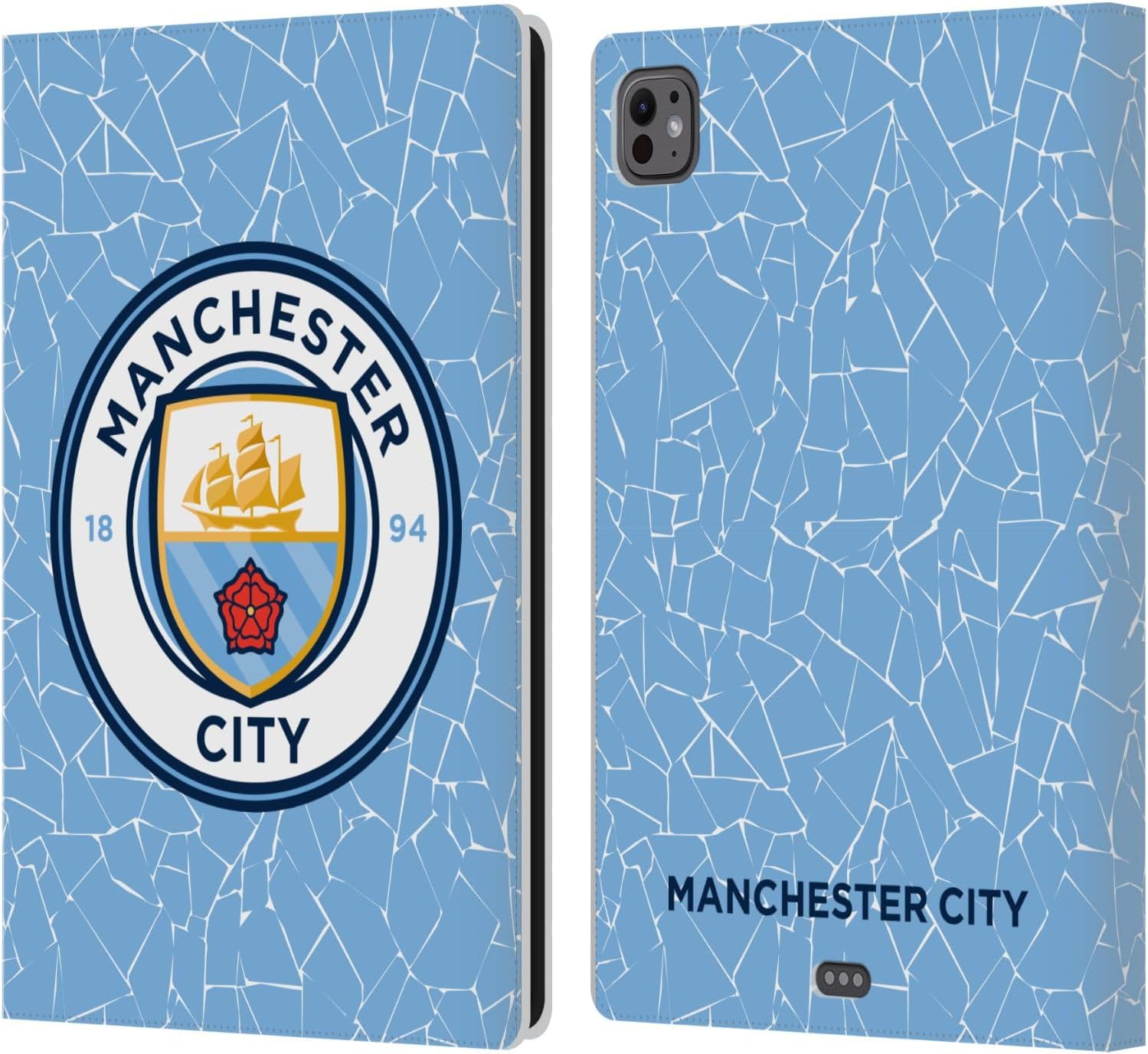 Head Case Designs Officially Licensed Manchester City Man City FC Home Goalkeeper 2020/21 Badge Kit Leather Wallet Case Compatible with Apple iPad Pro 13 M4 2024
