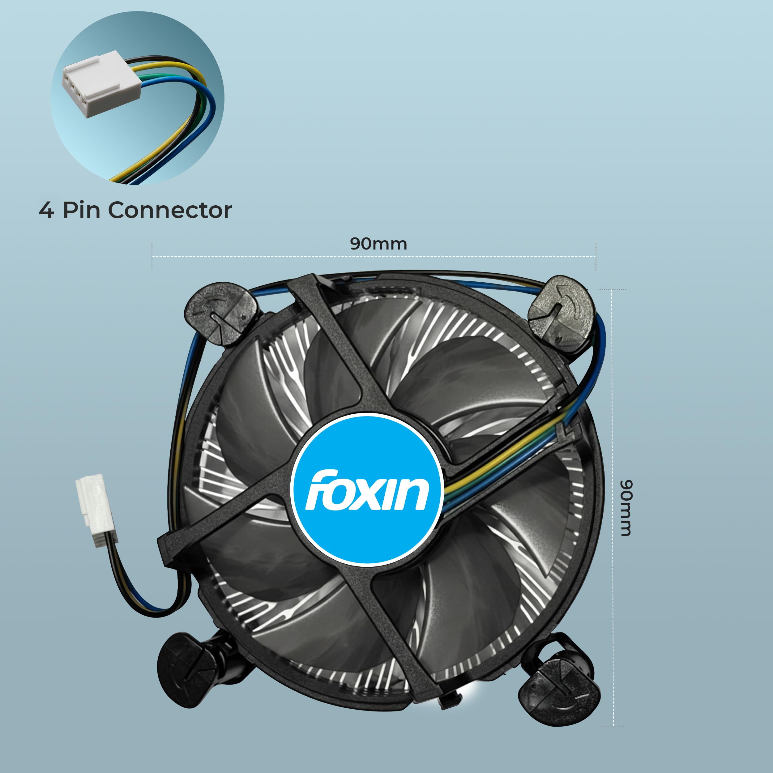 Foxin FCF 001 CPU Cooling Fan | CPU Cooler 90mm | Hydramatic Bearing | 2500 RPM & Airflow 45 CFM | 4-Pin PWM Connector | Compatible with Intel LGA1700/115X/1200 & AMD AM2/AM3/AM4/AM5 — Amazon image 4
