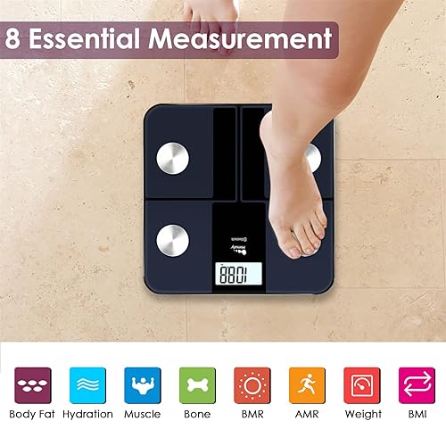 Miniatura 3 de himaly Báscula de grasa corporal recargable inteligente, báscula digital de baño Bluetooth para un IMC preciso y monitor de composición de masa Azul