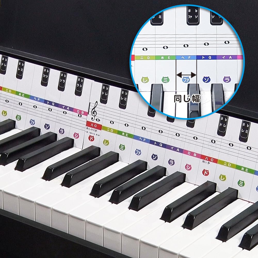Amazon.co.jp: 鍵盤カード 6オクターブ 44鍵盤 ピアノ/ト音 ヘ音 音楽