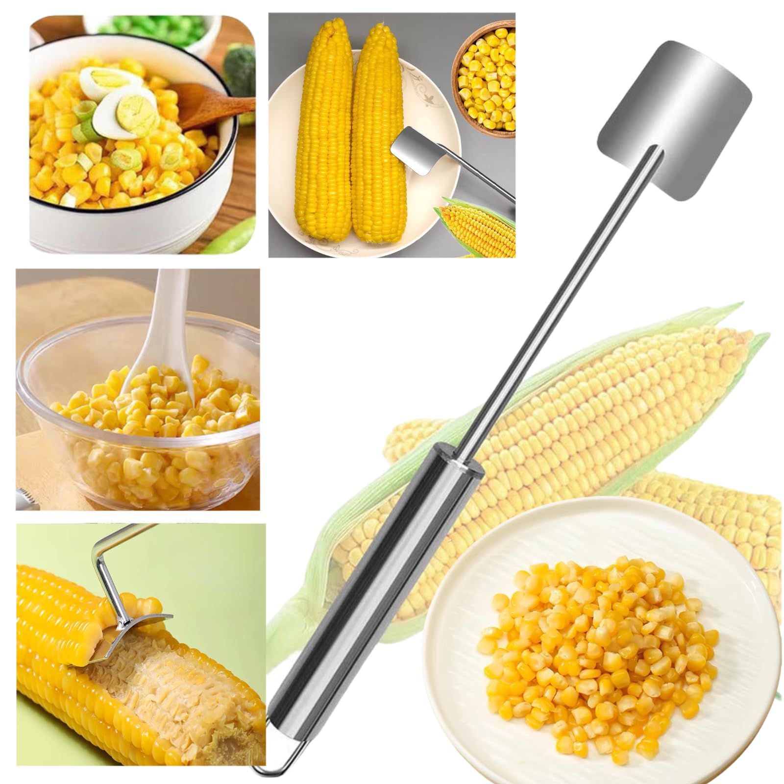 3-Piece Stainless Steel Corn Peeler Set - Efficient Corn Stripping Tool For Kitchen