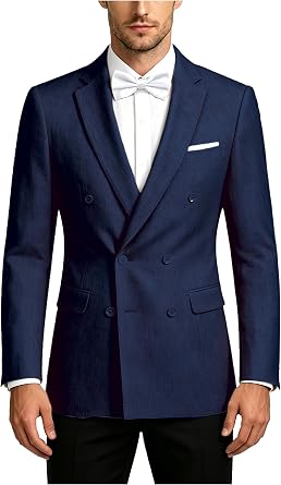 GRETERST Men Linen Blazer Slim Fit Notched Lapel Jacket Set for Formal Fashion Casual Wedding Summer Grooms Party Business