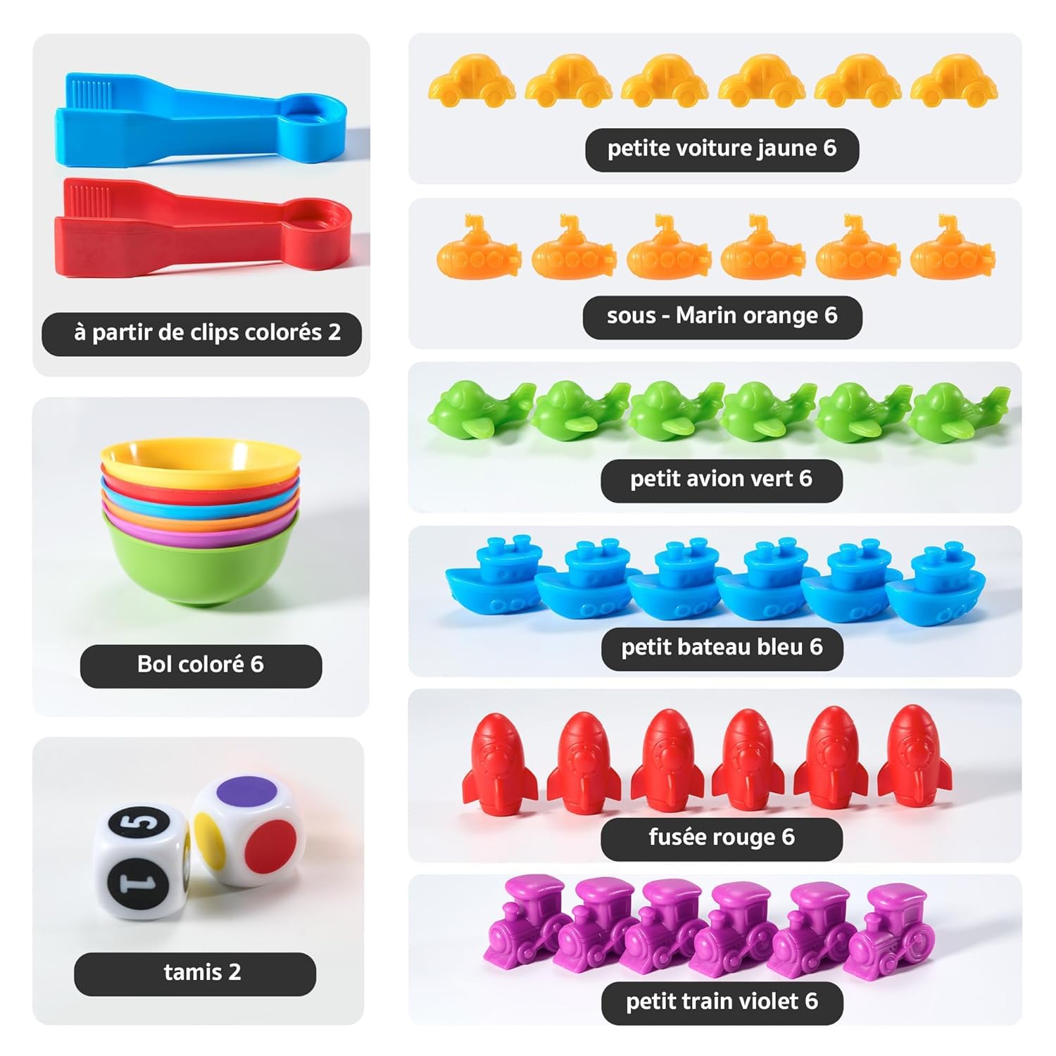 Jeu Éducatif Montessori 47 Pièces Comptage Tri Motricité 2-6 Ans sans BPA Apprentissage Formes