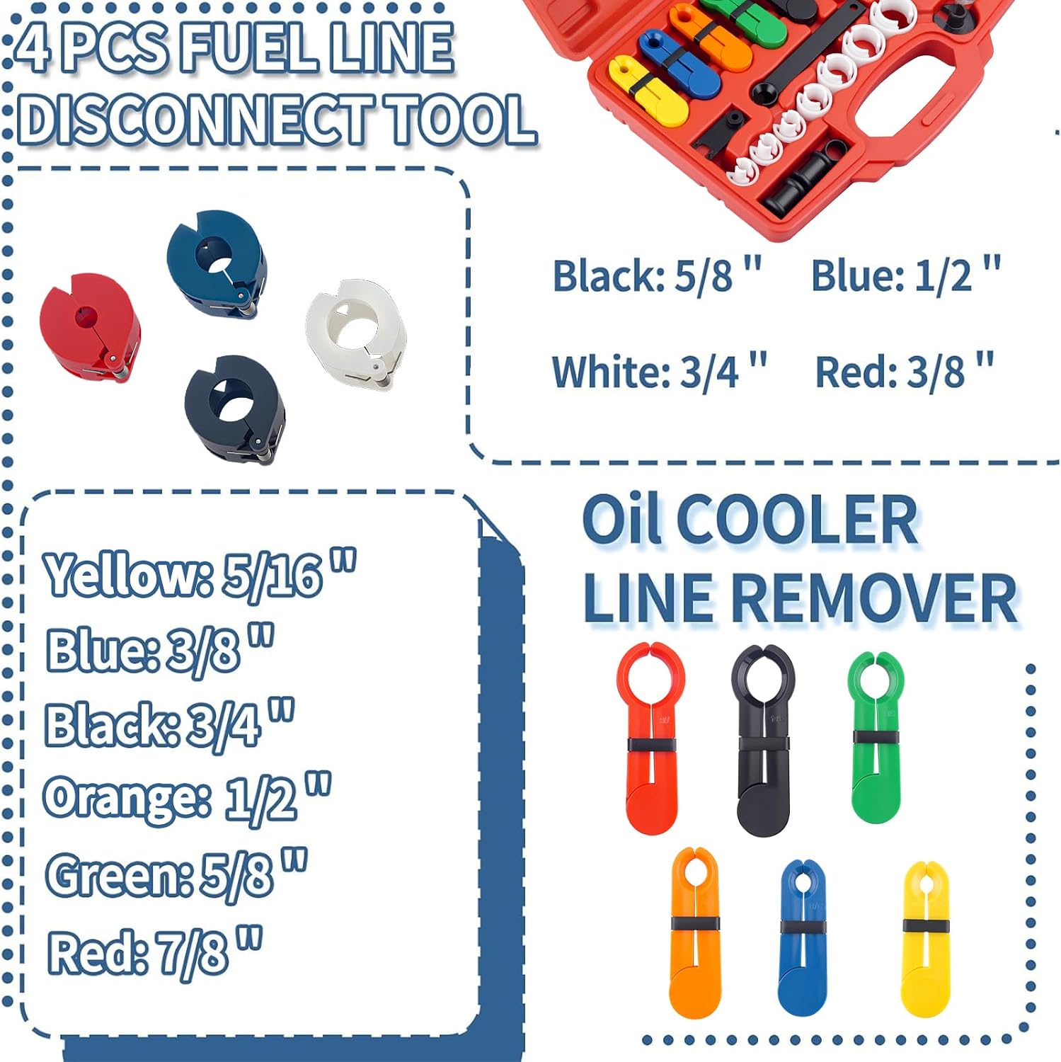 Master Quick Disconnect Tool Kit for A/C Fuel & Transmission Systems Fuel Line Disconnect Tool Set AC Line Removal Tool(red)