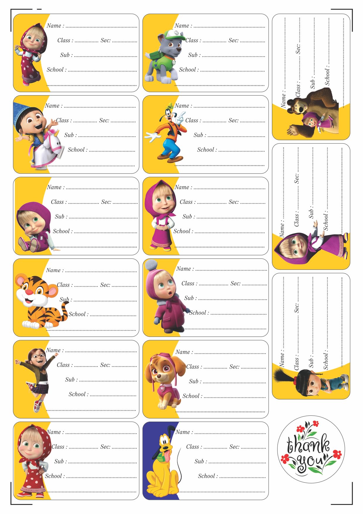 SRIS MASHA & Bear Sticker Student Book Sticker Name Slip for School Books 30 Labels Pack of 2 Sticker for Kids Label Slip Name Stickers School Book Sticker Student Sticker (B0C9QTW9Z7) Amazon Price History, Amazon Price Tracker