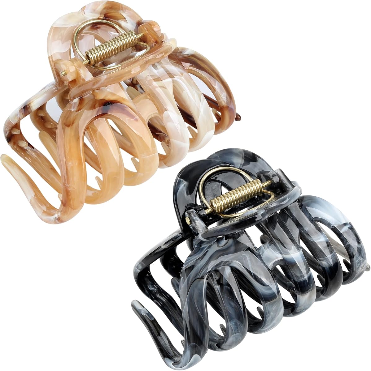 Octopus Hair Claw Clips for Thick, Long, Wavy, Curly Hair - French Large Big Clips, Strong Hold Non-Slip Grip, Tortoise Shell Accessories for Women