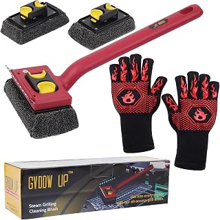 Grill Brush Bristle Free with Scraper and 2 Replacement Heads