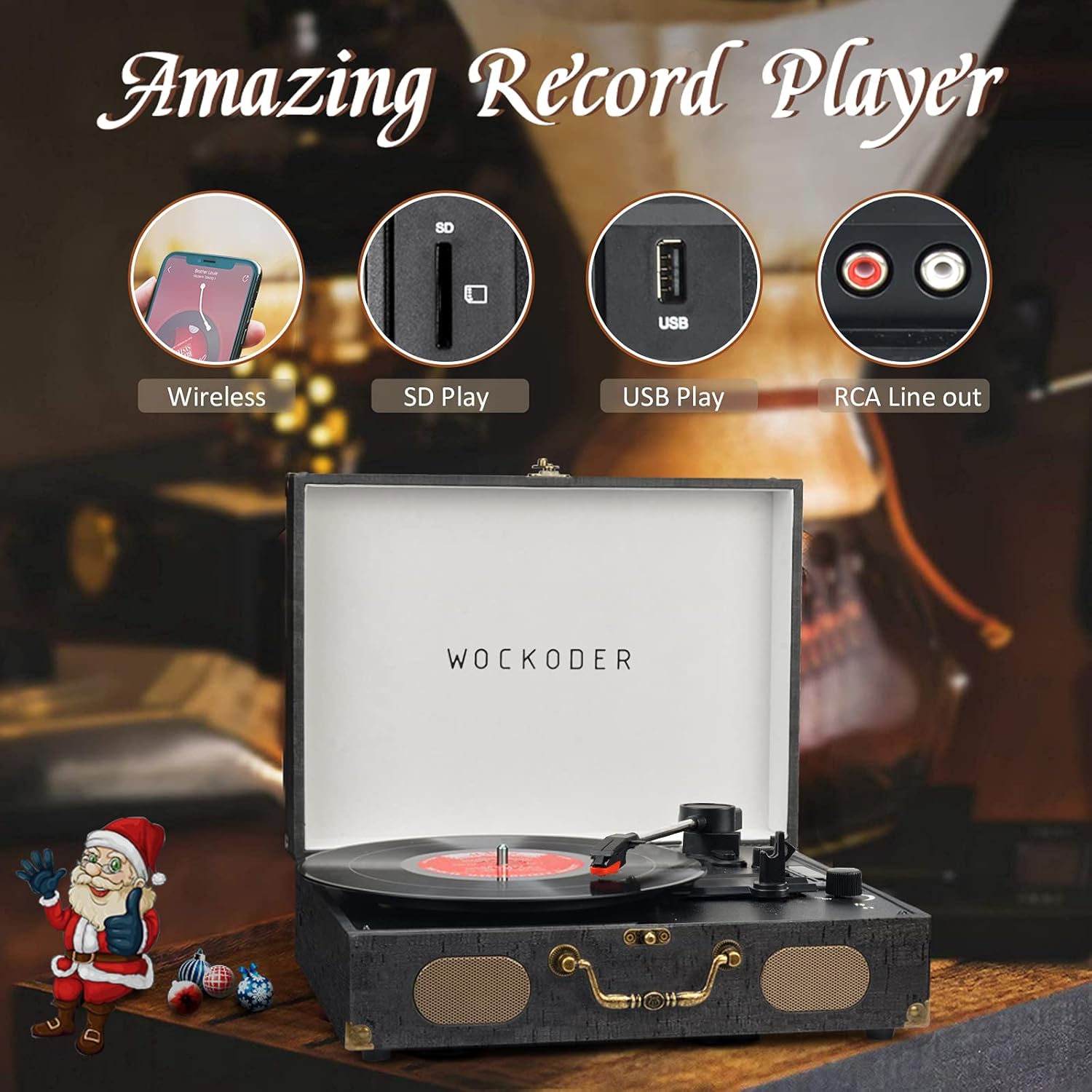 Flаѕh Dеаlѕ - 70% оƒƒ Turntable Record Player Portable Wireless 3 Speed Vinyl Record Player with Built-in Speakers Classic Vinyl Player Black Vintage Suitcase Turntable with Speakers Nostalgic Record Player