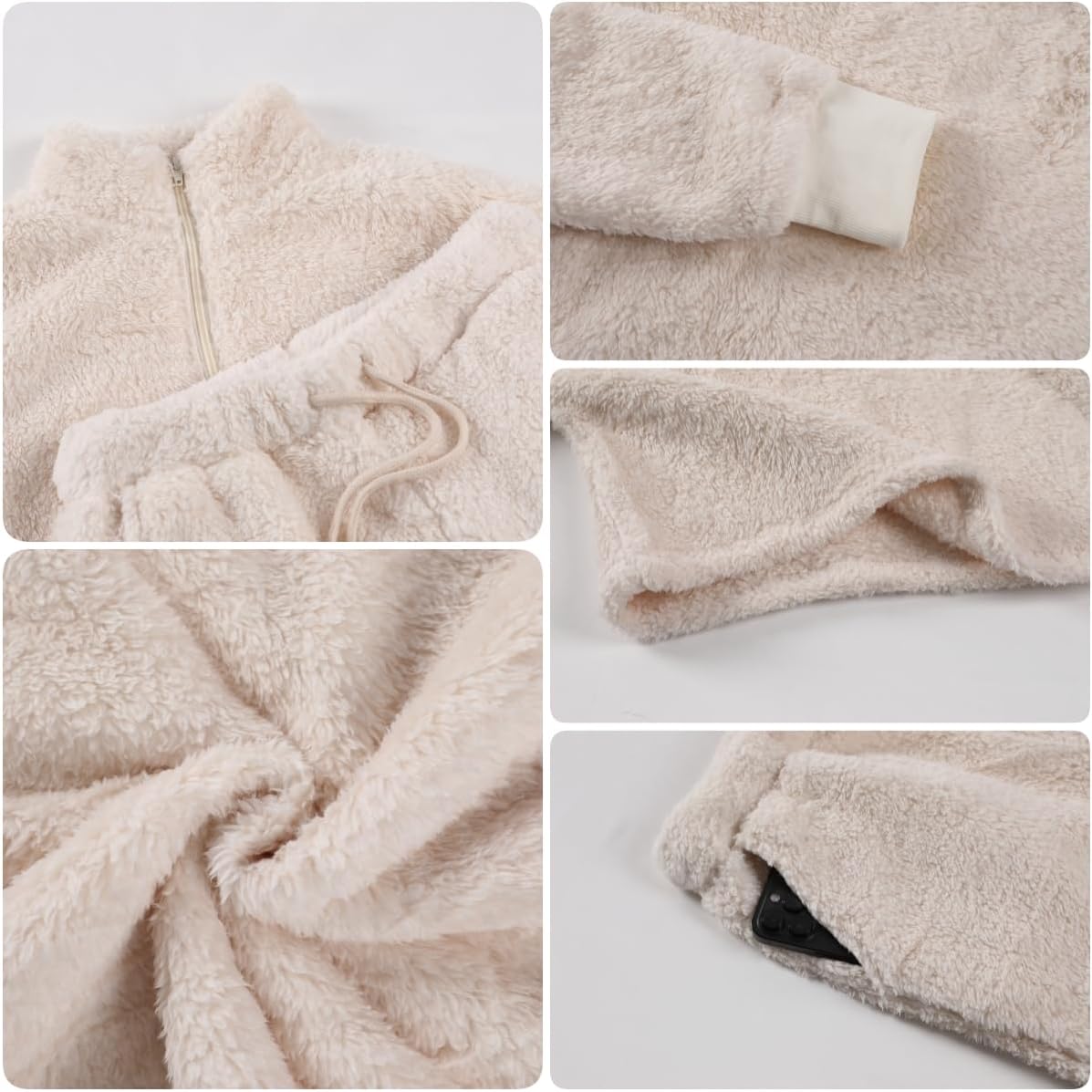 Womens Winter Pajamas Sets Soft Comfy Fleece Pullover Sherpa Pants Fuzzy 2 Piece Pjs Set Cute Warm Loungewear - Image 6