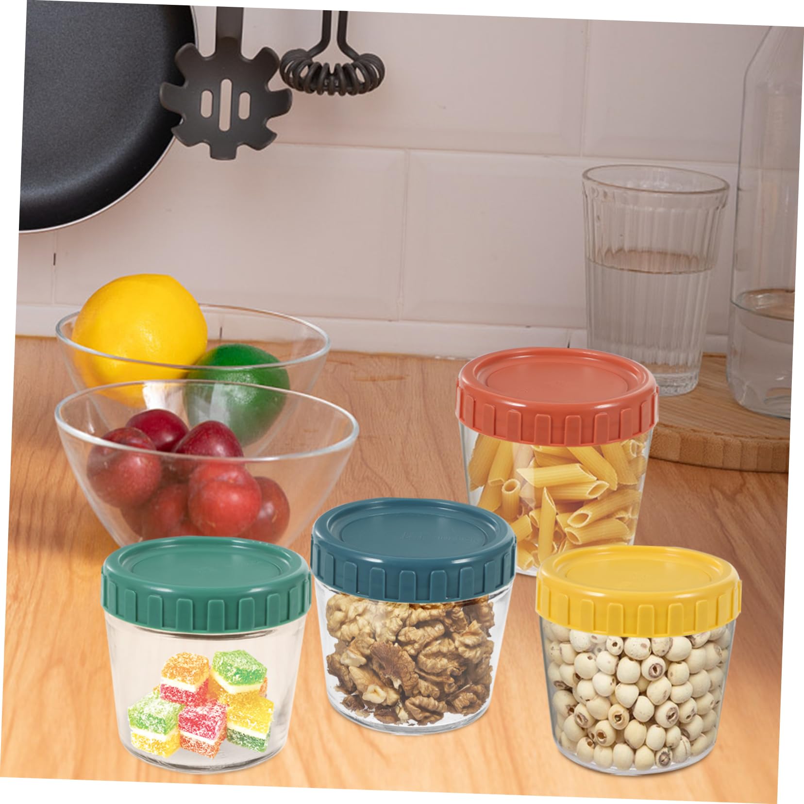 Zerodeko 4 Tarros de Vidrio Herméticos Apilables Recipientes para Alimentos Reutilizables Tapa de Silicona para Yogur y Meriendas