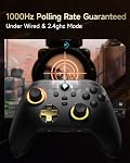 EasySMX D05 Wireless PC Gaming Controller with Charging Dock, Hall Effect Joystick & Trigger, RGB Lighting, 1000Hz Polling Rate, No Stick Drift, Works for PC, Switch, Android, ios, Steam,Perfect for Soccer and All Video Games.Black