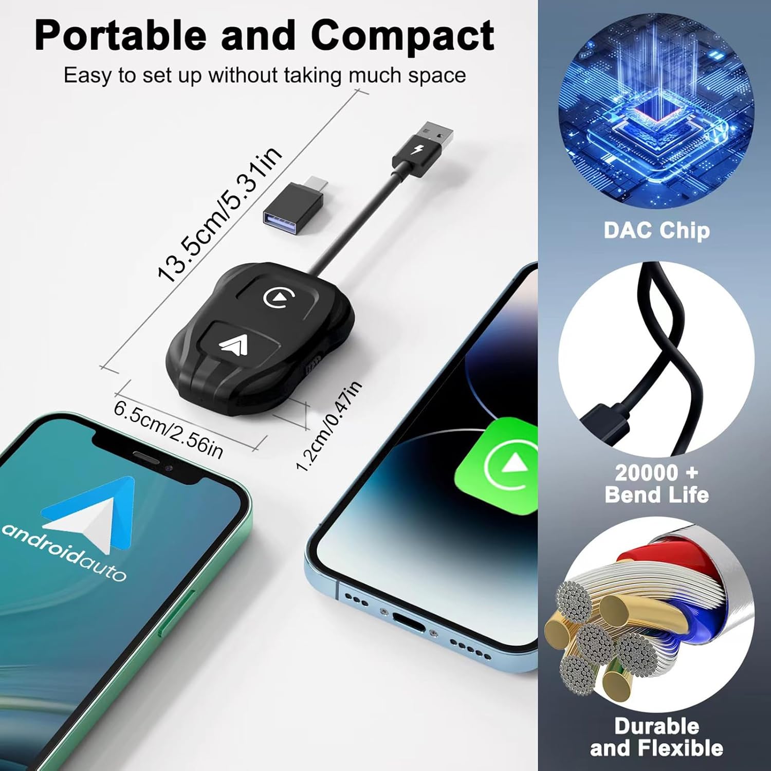 USB WiFi Adapter, Seamless Blue Tooth Connection, Wireless Dual System Internet Adapter for Laptops, Desktops, Smart TVs and Car Auto Systems