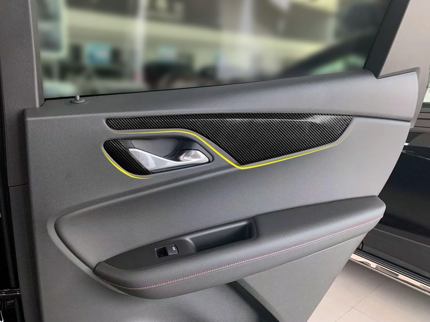 Inner Door Handle Bowl Panle Cover Compatible with Toyota Prius 2023 2024 Inner Door Decoration Trim Car Accessories ABS 6PCS(Carbon Fiber Style)