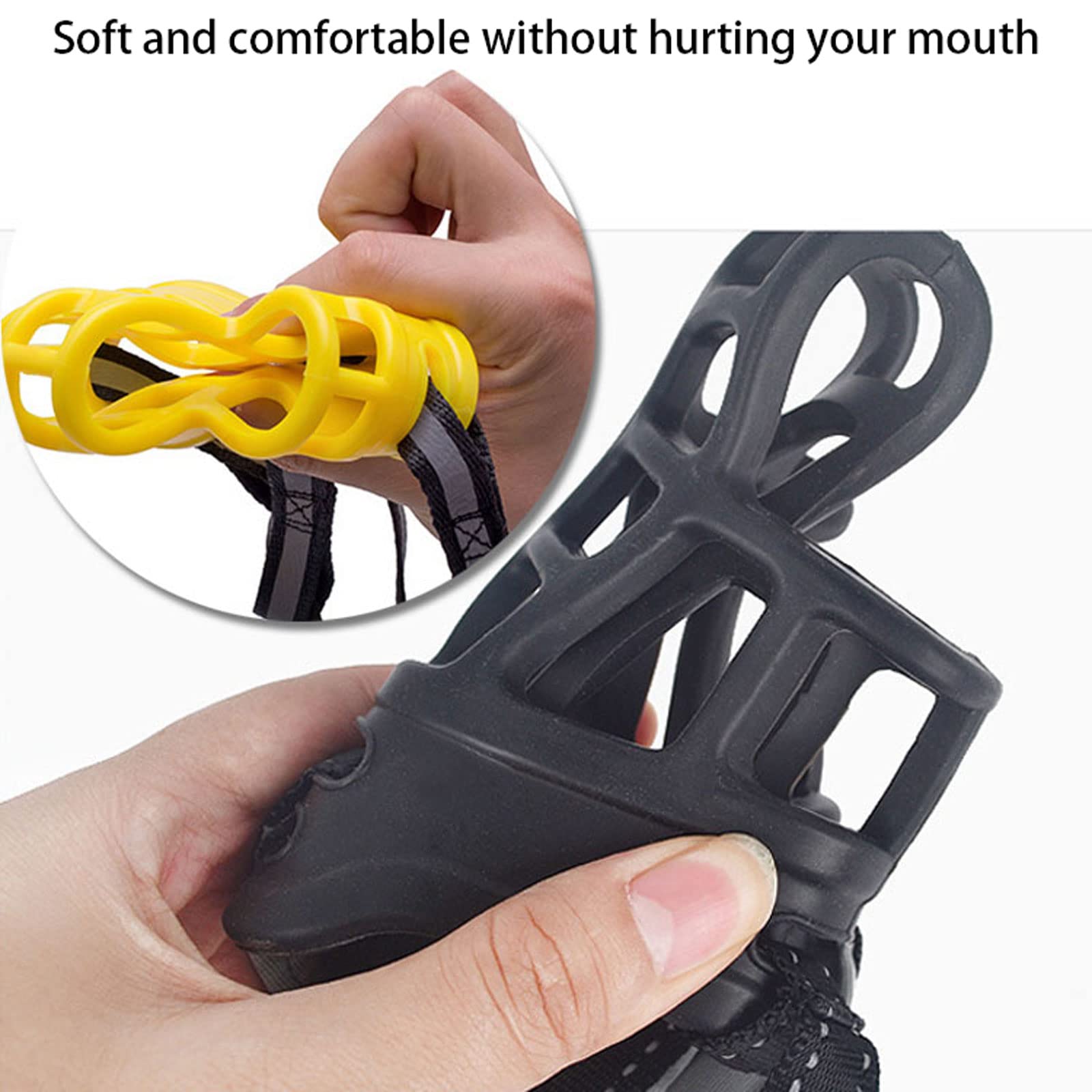 Bozal De para Perros,Bozal De Silicona Suave para Perros, Bucle De Nailon Ajustable,Evita Morder Masticar Y Ladrar,para Perros,para Perros Grandes, Medianos Y PequeñOs.-Yellow||XS