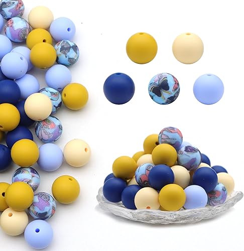 David accessories Cuentas de silicona de 0.59 pulgadas (0.591 in), cuentas redondas de silicona a granel para llavero, bolígrafos, cordones,