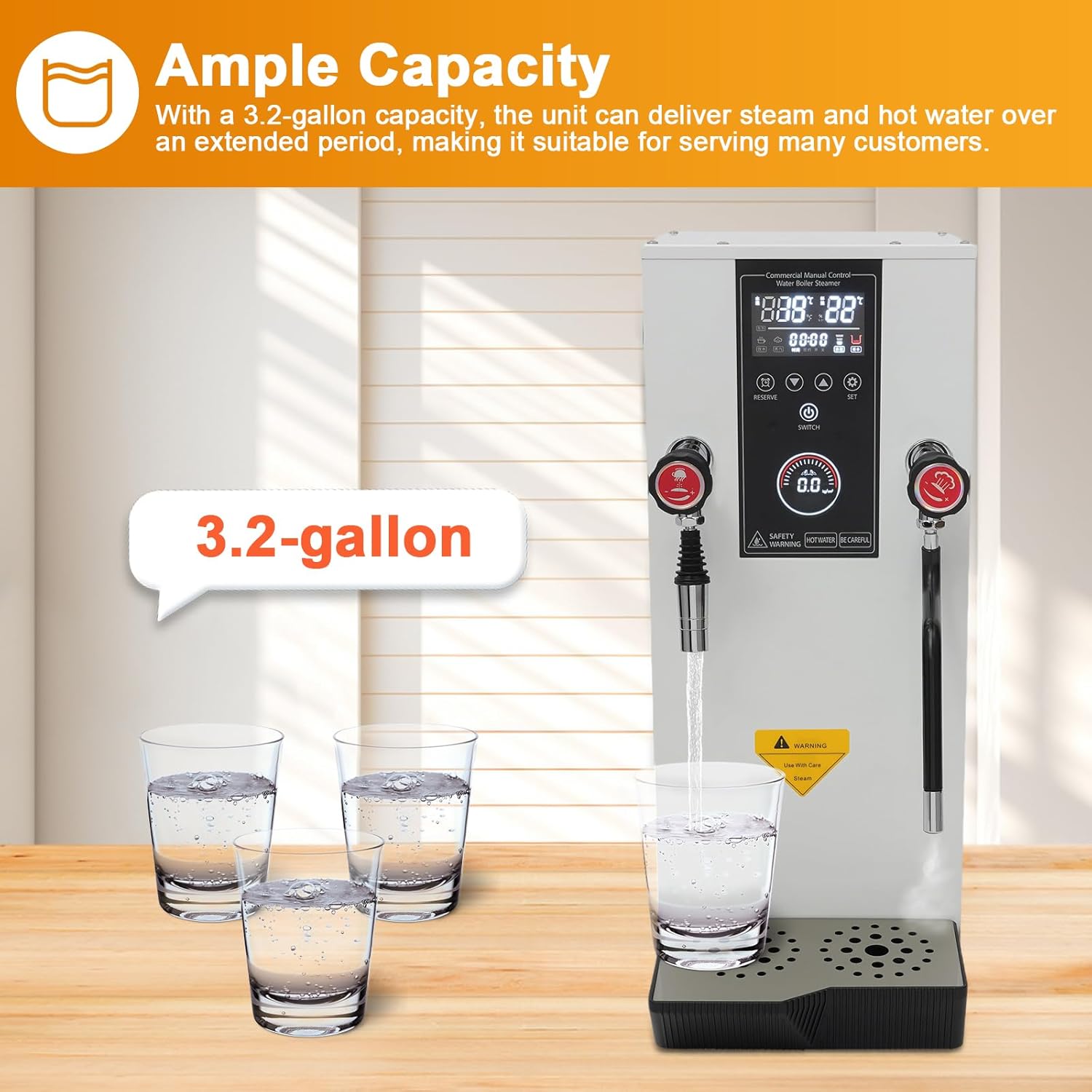 Commercial Milk Frother, 3KW 12L Multi-Purpose Full-Automatic Steam Boiling Water Frothing Machine Steam Milk Frothing Machine with 12H Timing Function for Tea Coffee Dessert Milk (WHTIE)