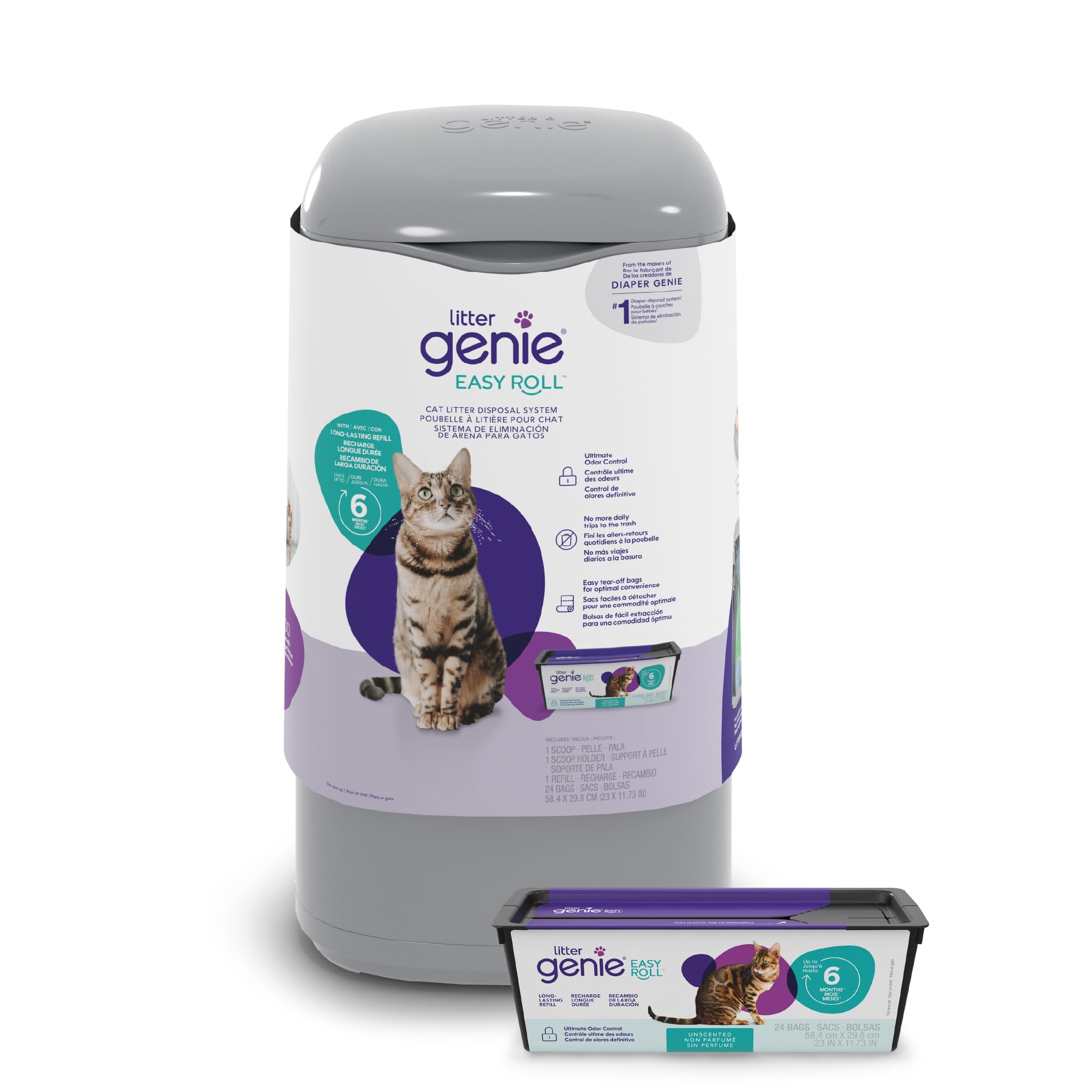 Litter Genie LitterLocker pail with 1 Octagonal refill