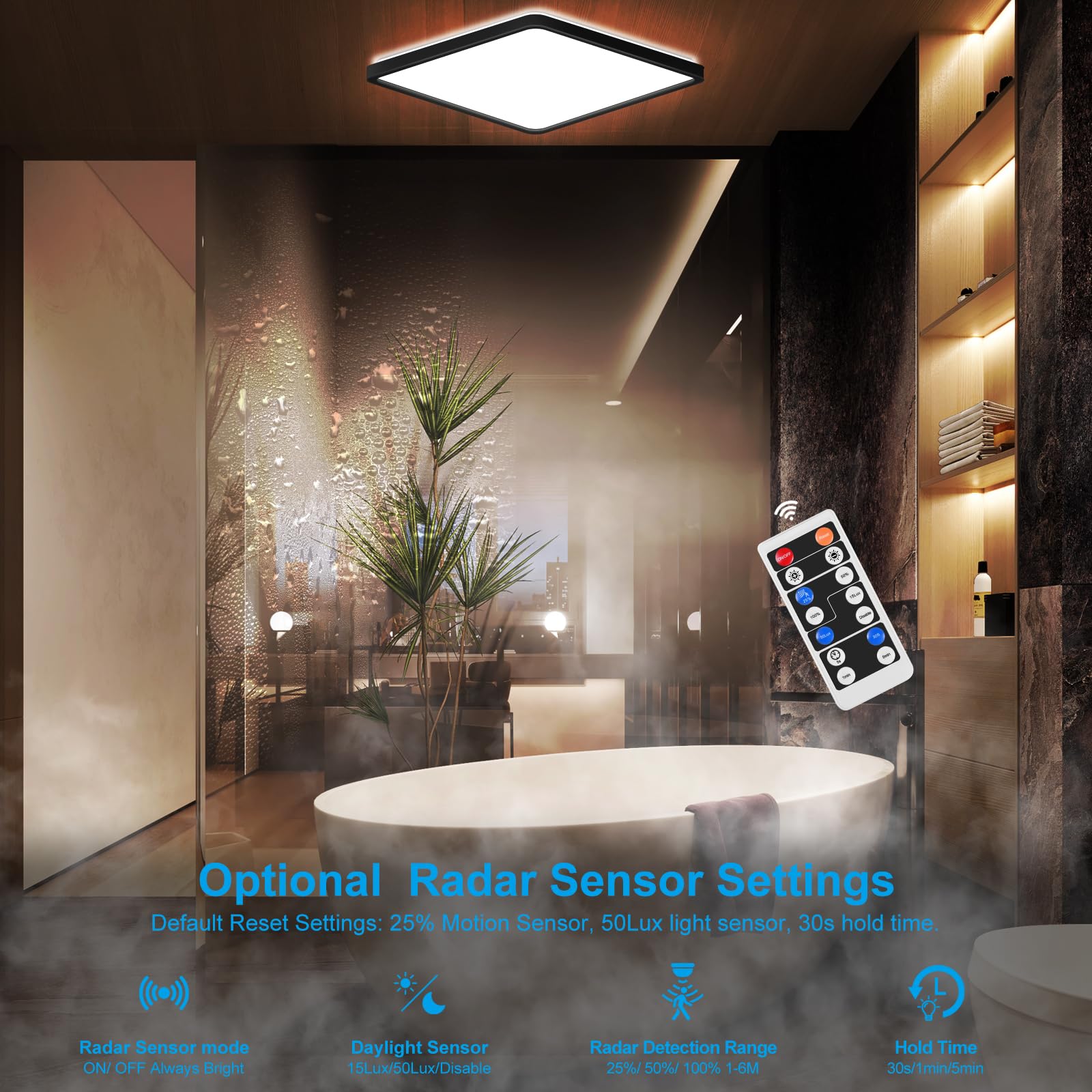 LEZOE LED-plafondlamp met bewegingssensor, 18W 2000LM PIR-sensor