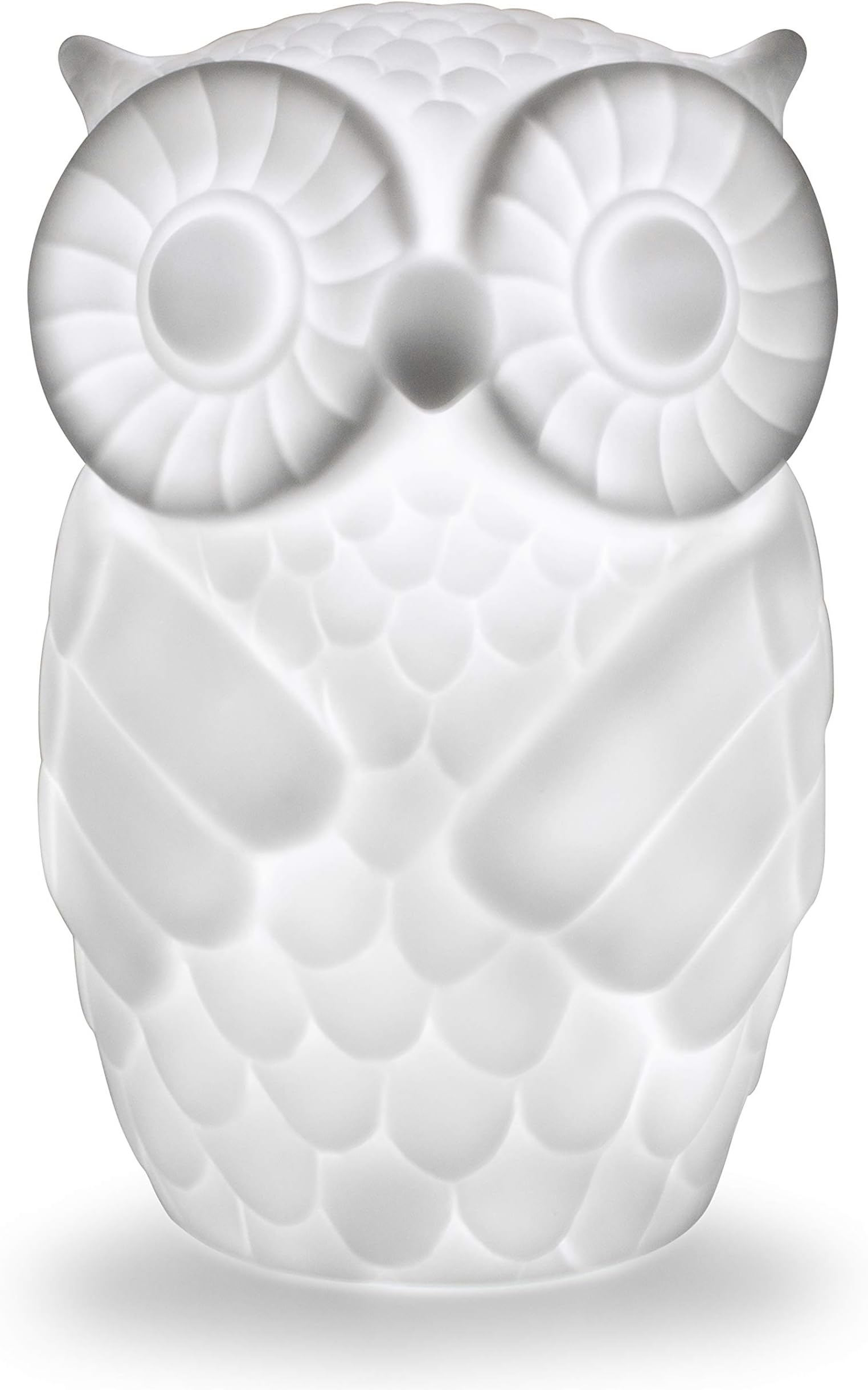 Kids Owl Night Light Lamp, Battery Powered Table Bedside Decorative Light with 1 Hour Timer for Bedroom, Nursery, Living Room (Cool White, Small Eyebrows)