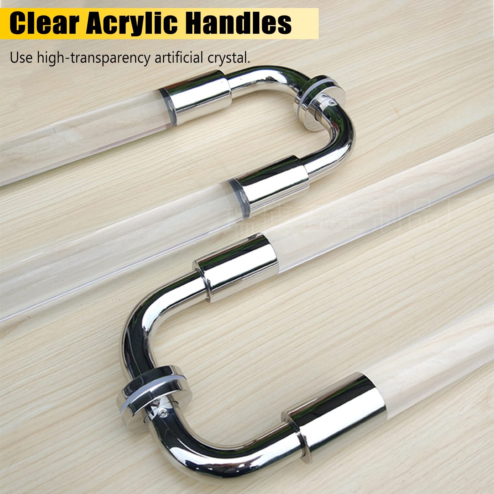 Tirador de puerta de acrílico transparente, manija moderna de acero inoxidable espalda con espalda, manijas largas para puertas internas y exteriores, puerta corrediza (tamaño: 80 cm/espacio de 31 o