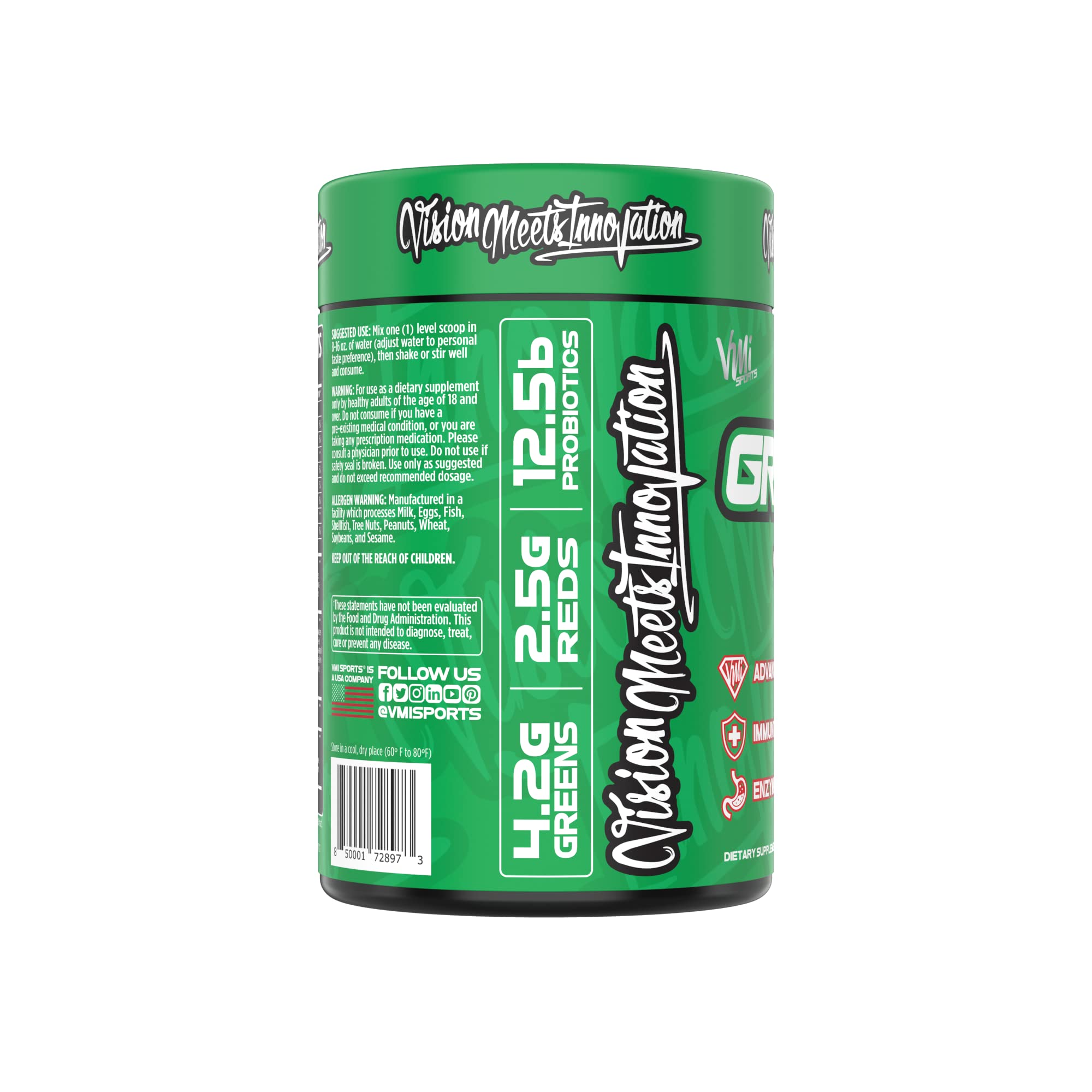 VMI Sports Greens + Reds Advanced Superfood Immunity and Gut Health | Enzymes & Probiotics | 30 Servings (Strawberry Kiwi) — Amazon image 5
