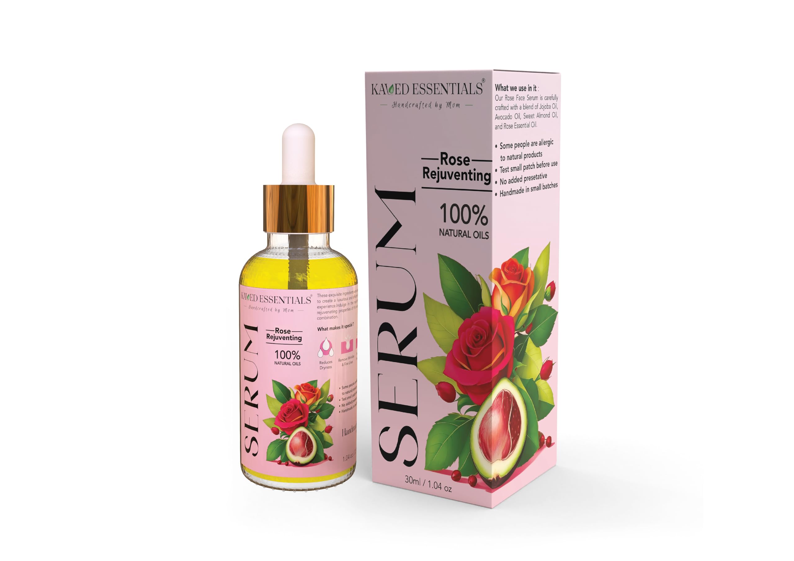 Kaved EssentialsROSE PETALS FACIAL OIL - JOJOBA OIL ,AVOCADO OIL, ROSE OIL