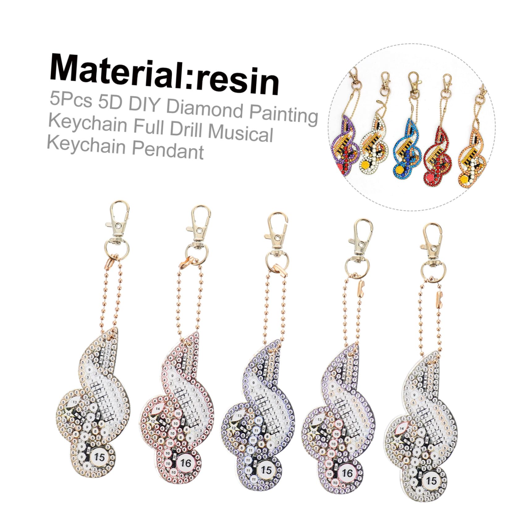 LIFKOME Nota Musical Diamante Pintura Llaveros Llavero Diy Pintura Taladro Llavero Colgante Bricolaje Llavero Colgante De Llavero De Diamante 5d Llavero Llavero Resina