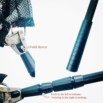 Fishing Landing Net, Fishing Net with Telescoping Pole Handle, Foldable Collapsible Nylon Material Mesh Landing Net Freshwater for Kids Men Women