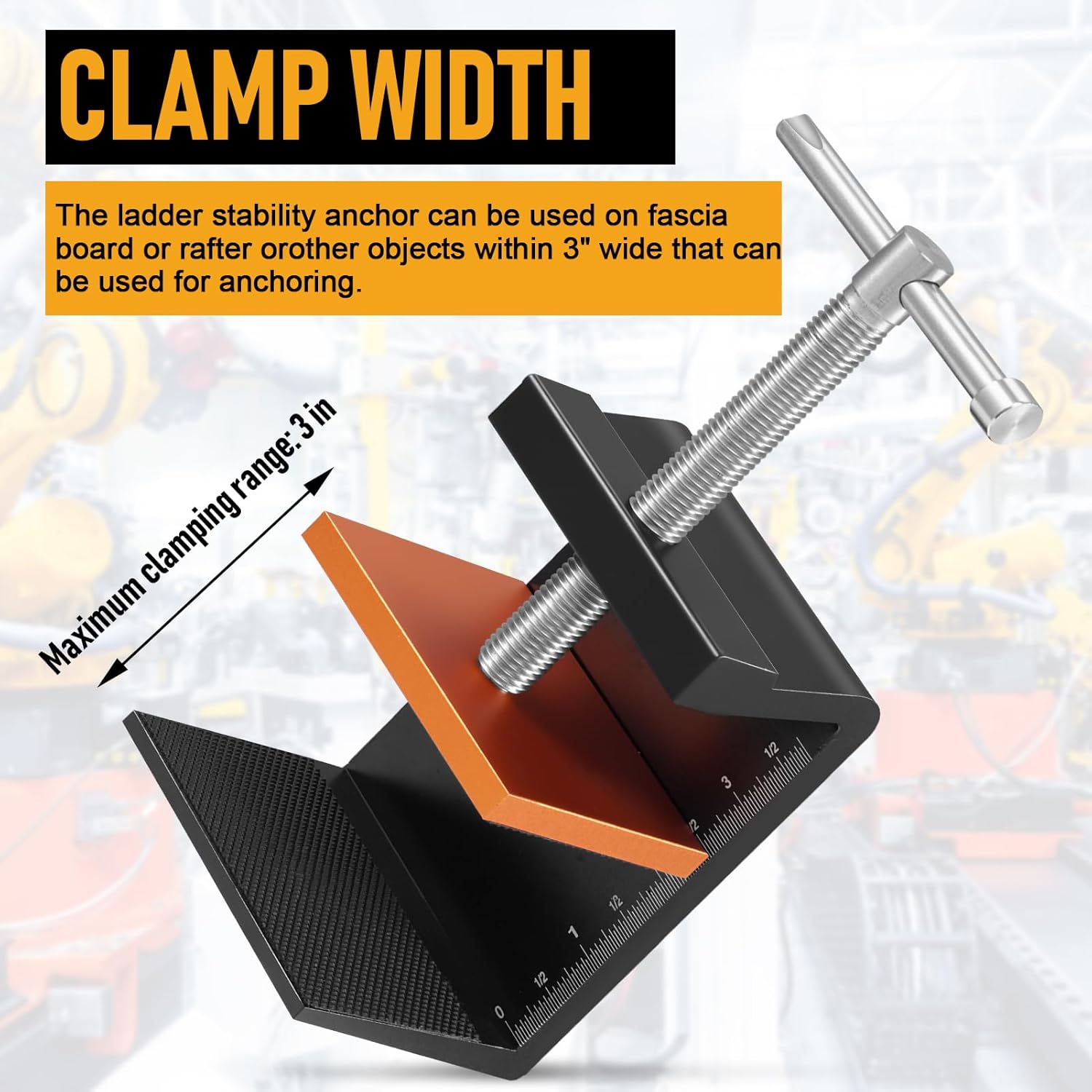 Ladder Stabilizer with Laddder Rack Straps, Ladder Stability Anchor Includes 2-Ft and 3-Ft Strap,Lightweight Aluminum Ladder Leveler, Secure, Stable, Anti-Slip Anchor