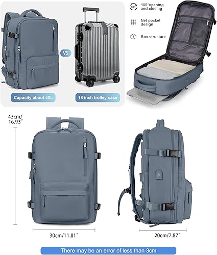 Miniatura 2 de VGCUB - Mochila grande para viaje, trabajo, negocios, mochila para laptop aprobada como equipaje de mano para vuelos, unisex, Azul (Jewel Blue),