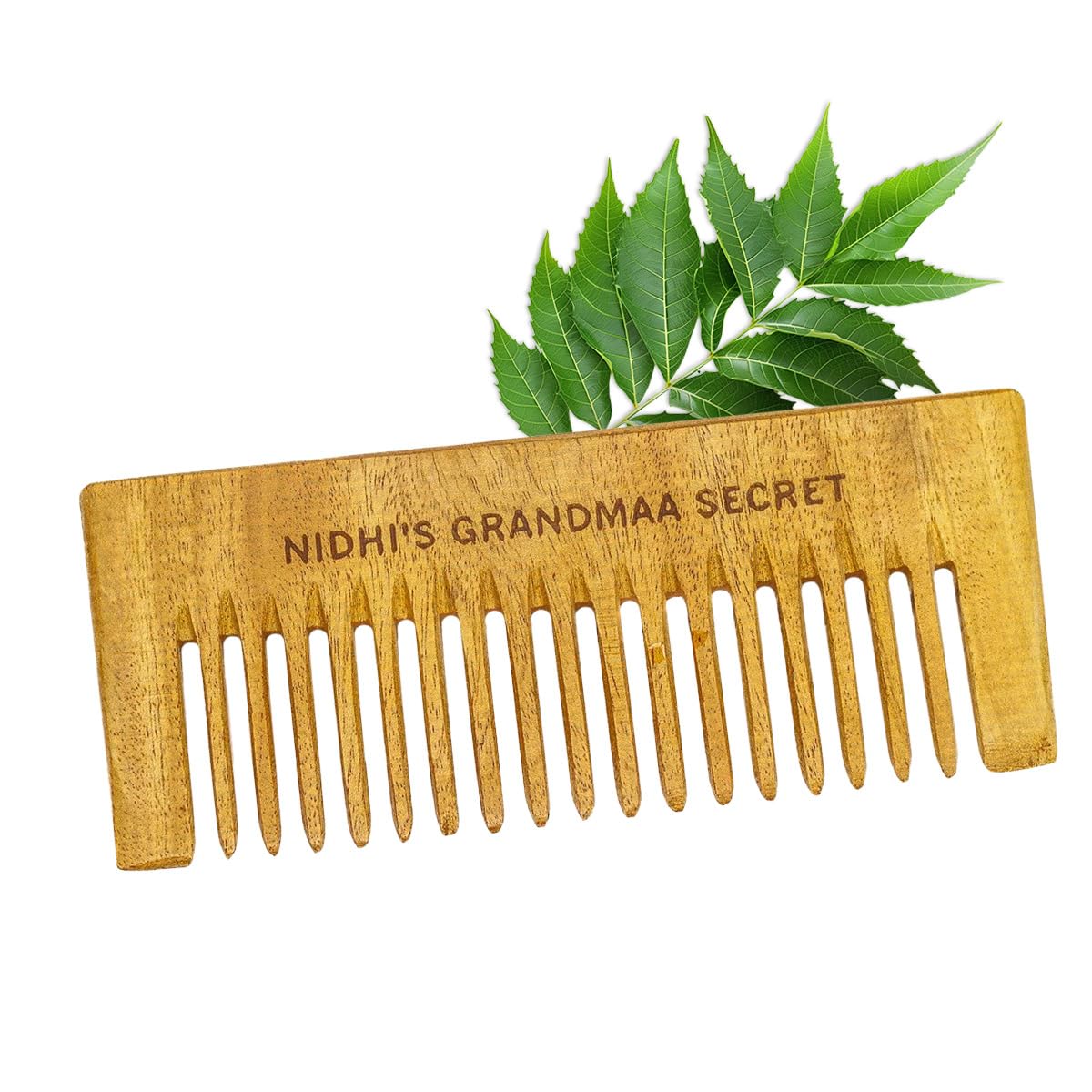 Kacchi Neem Comb - Pure Neem Wood Comb with Wooden Teeth - Wooden Comb for Women/Men Hair & Dandruff Control, Enhance Oil Absorption and more - 1pc