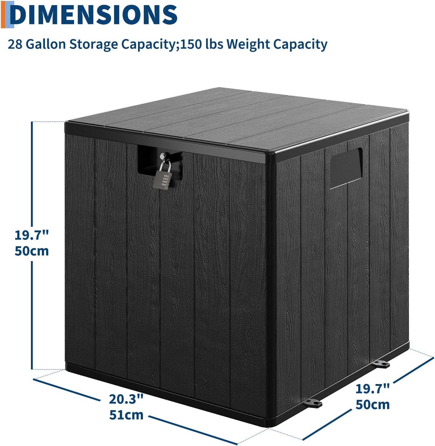 80 Gallon Resin Deck Box, Large Waterproof Outdoor Storage Box with Lockable Lid & UV Resistant, Storage Container for Patio Furniture Cushions, Garden, Backyard, and Poolside，Black