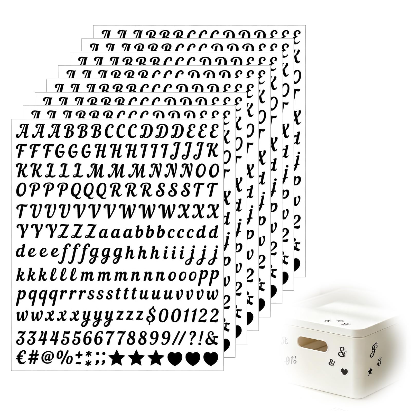 8 Sheets Black Alphabet Letter Stickers,Self-Adhesive Vinyl,Craft Labelling