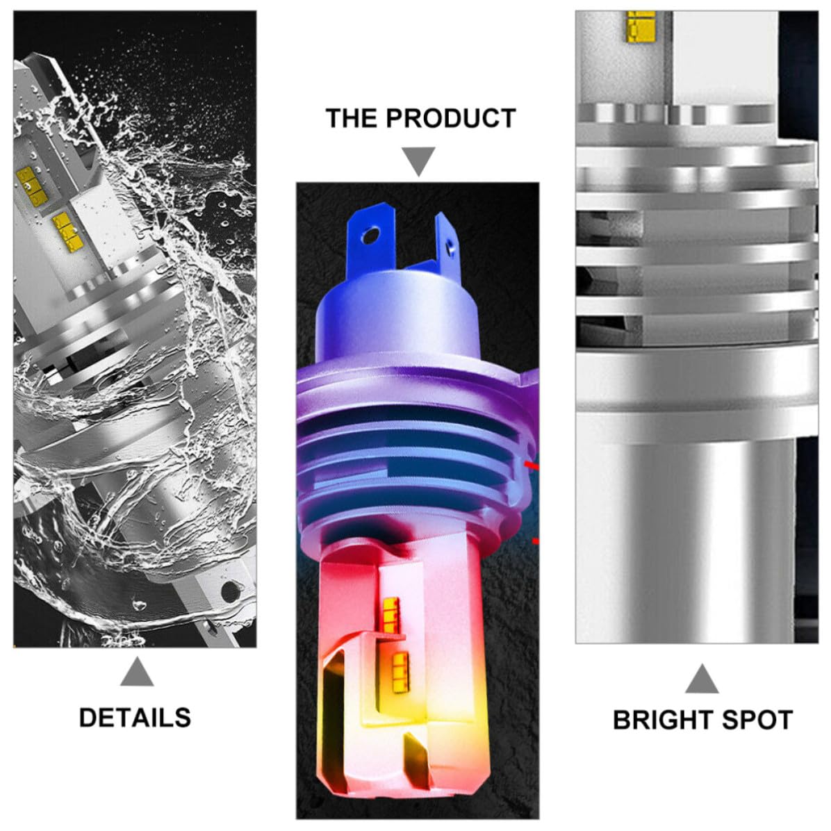 UKCOCO Lampadine Fredda 5000lm 6500k Auto in 9003 e per LED Luce a 55w di H4 Argento Lega Alluminio 2 Pezzi Efficienti Basso Consumo Fari Anteriori Sinistro e Destro