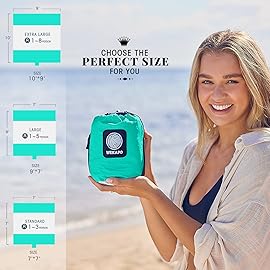 WEKAPO Beach Blanket - Sandproof Waterproof Extra Large Beach Mat | Oversized Sand-Free Lightweight Quick-Drying | Beach Vacation Essentials with Stakes & Corner Pockets (Turquoise, 9x7 FT)