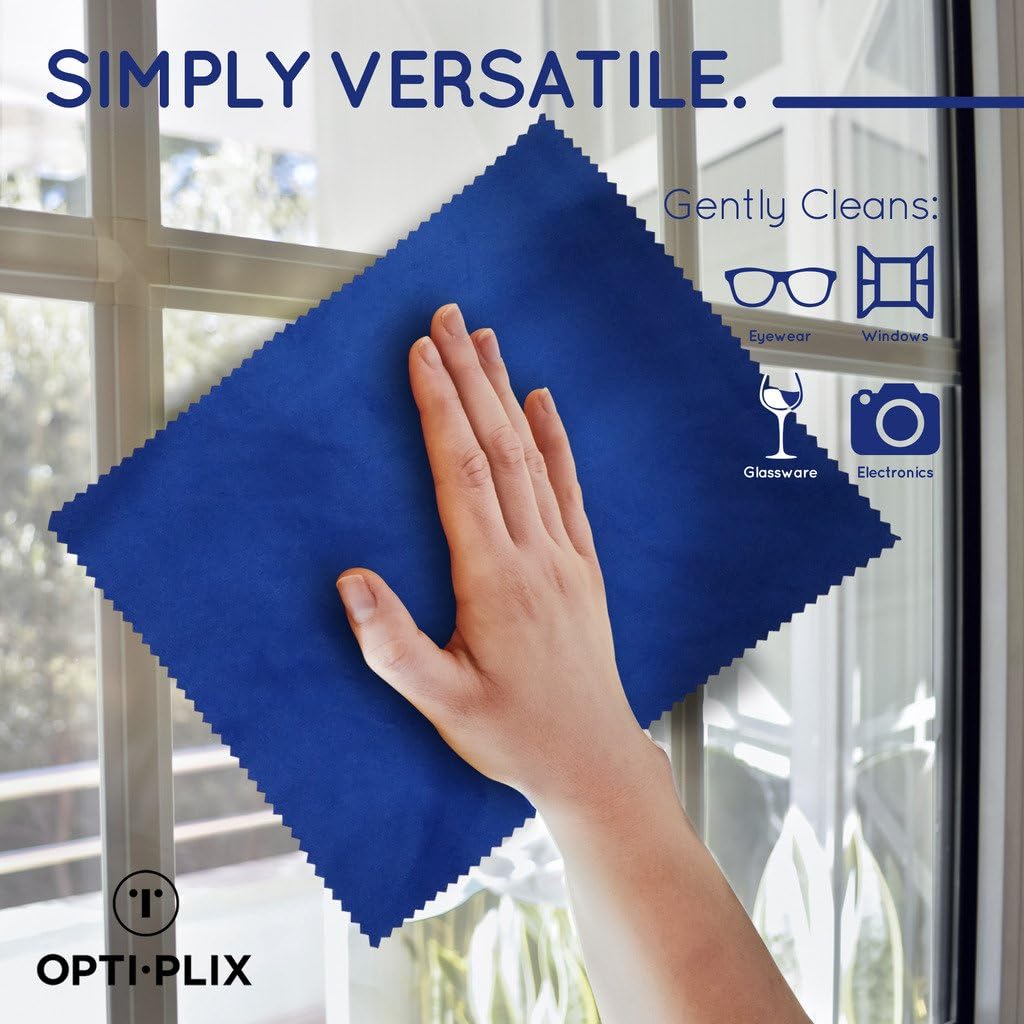 Eyeglass Cleaner Microfiber Cloth - Glasses Cleaner For All Gentle Surfaces, Touchscreens, Smartphones, Camera Lenses, LCD & HD Screens -Dark Green, 12 Pack- By OptiPlix