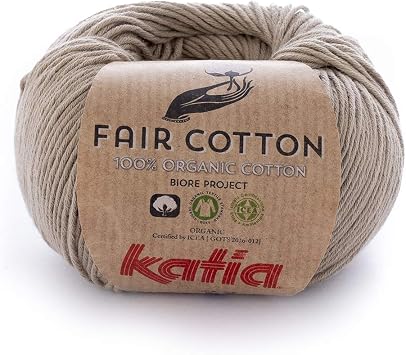 Katia Fair Cotton 23 Camel Dark Cotton Threads, Organic Cotton, GOTS norm Knit and Crochet