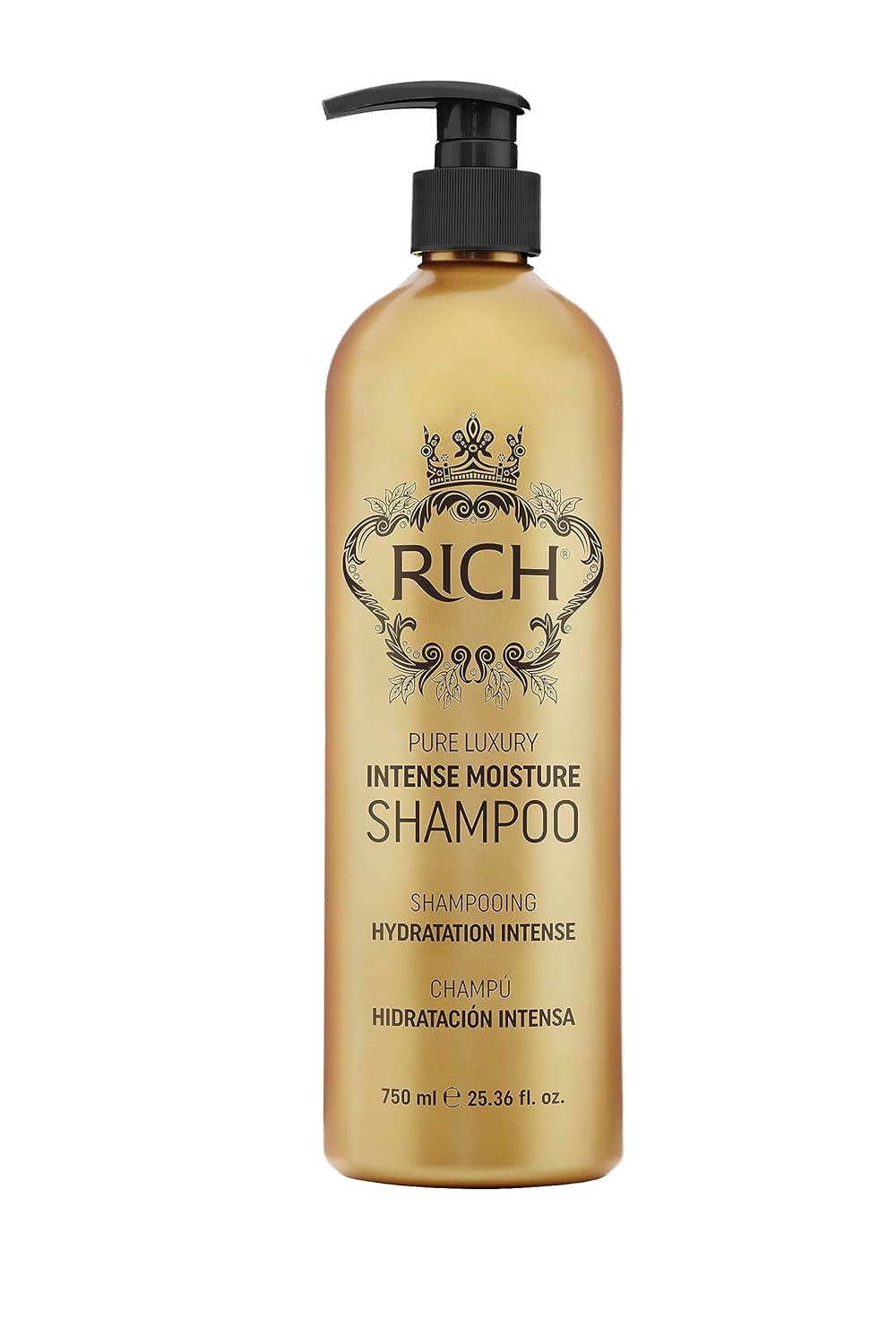 RICH Pure Luxury Intense Moisture Shampoo with Marula Oil & Cherry Blossom Extract for All Hair Types – Smoothing & Hydrating – Prevents Breakage, Heat Damage & Frizz – 25.36 Oz.