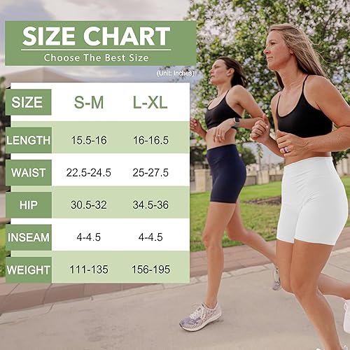 Vista 6 de Pantalones cortos de ciclismo de cintura alta para mujer, 5 pulgadas, control de abdomen, atléticos, correr, gimnasio, yoga, pantalones cortos